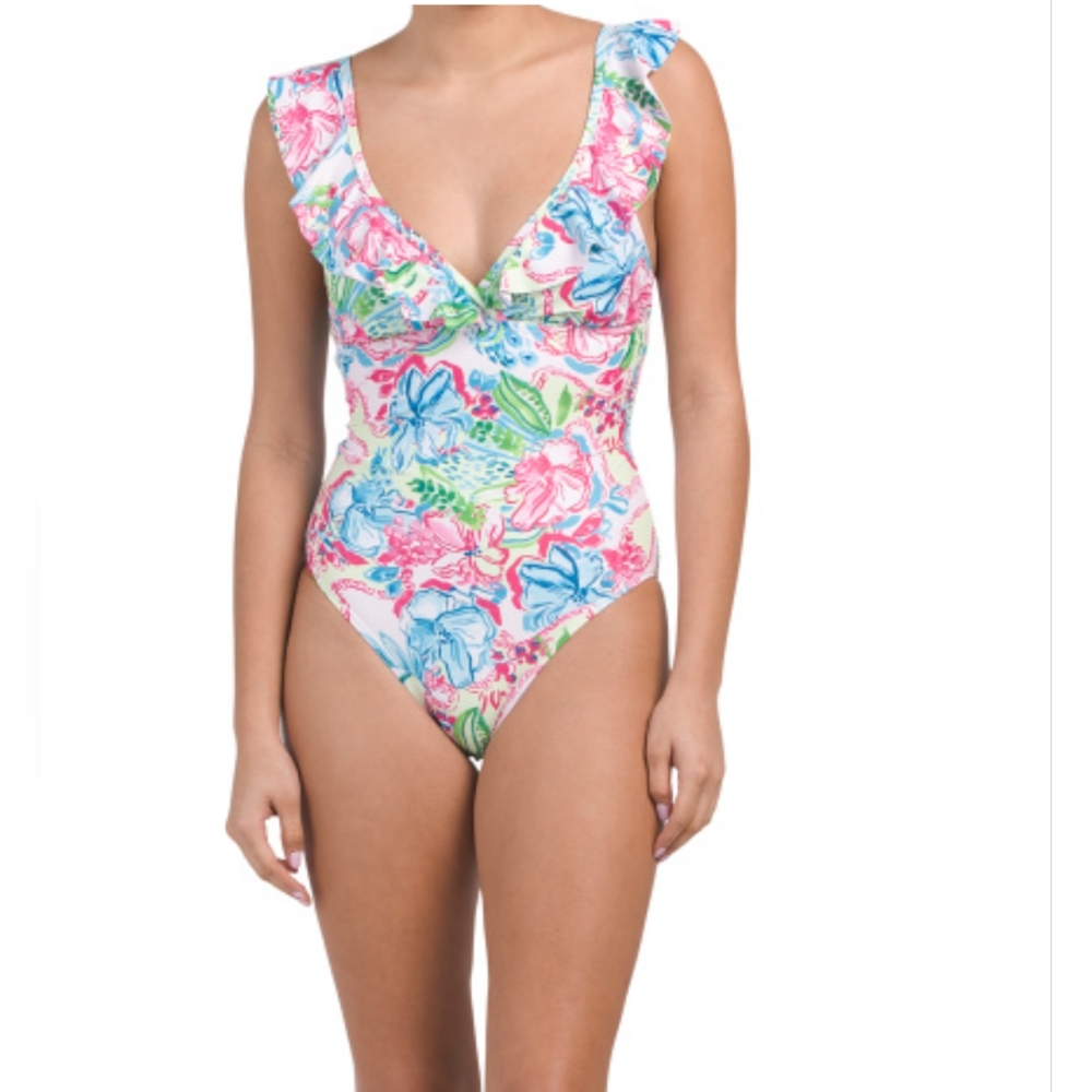 Stella Parker Ruffle Printed One-piece Swimsuit